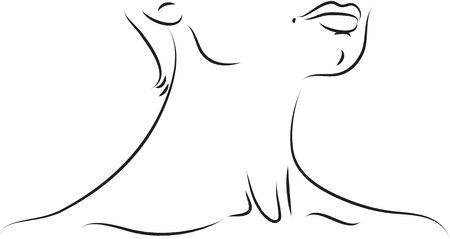 Neck black and white simple line illustrationのイラスト素材
