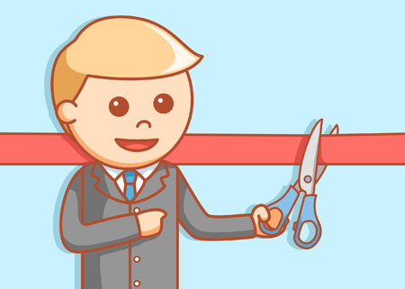 Business man cuting ribbon  illustration designのイラスト素材