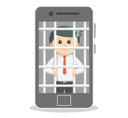 Business man data prisoned with smartphoneのイラスト素材