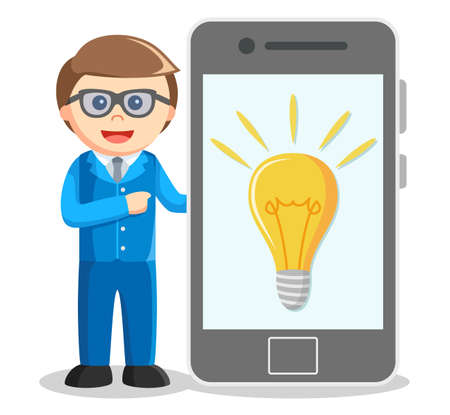 Business man showing idea from smartphoneのイラスト素材
