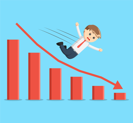 businessman falling to lower chartのイラスト素材