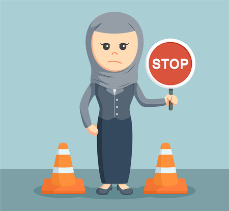 arab businesswoman with stop signのイラスト素材