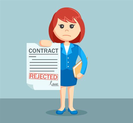 businesswoman with rejected contractのイラスト素材