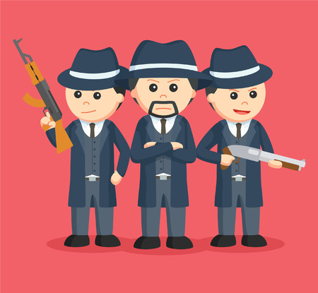 mafia boss with his crewsのイラスト素材