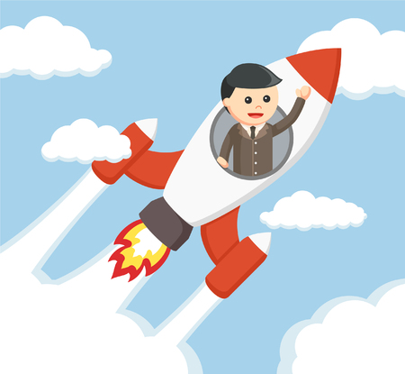 businessman ride rocket vector illustration designのイラスト素材