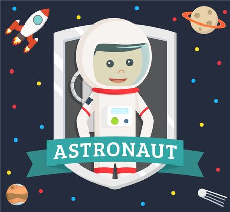 astronaut in emblem vector illustration designのイラスト素材
