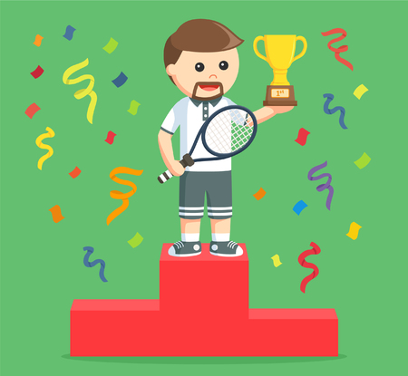 tennis player winning a trophyのイラスト素材
