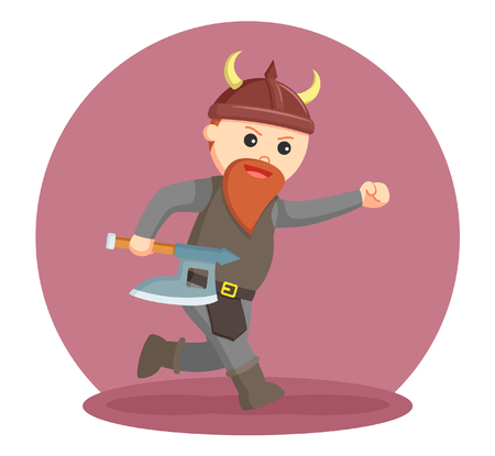 dwarf warrior running with his weaponのイラスト素材