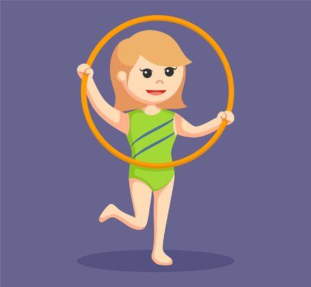 woman gymnastic with mace hoopのイラスト素材
