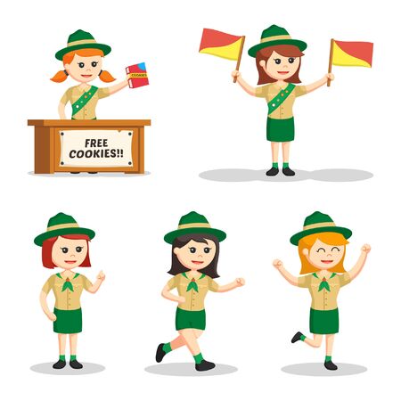 scout girl character setのイラスト素材