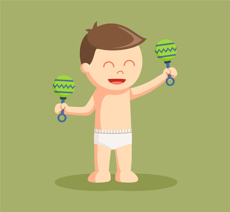 baby boy with toysのイラスト素材