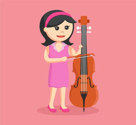 woman musician playing counter bassのイラスト素材