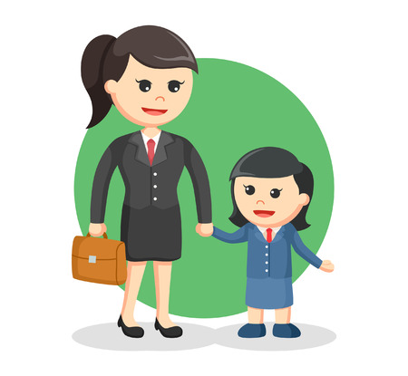 mom and daughter dressed as businesswomanのイラスト素材
