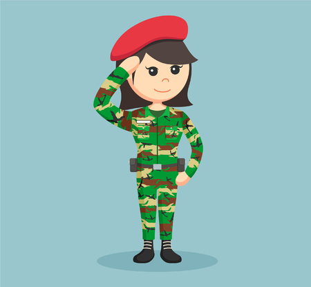 army woman saluting illustration designのイラスト素材