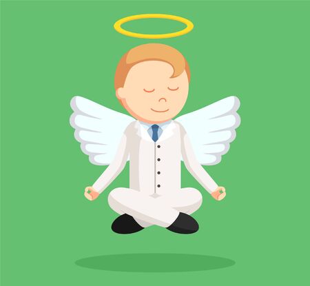angel businessman flying meditateのイラスト素材