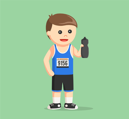 Marathon runner holding water bottleのイラスト素材