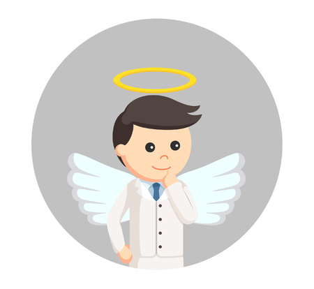 angel businessman in circle backgroundのイラスト素材