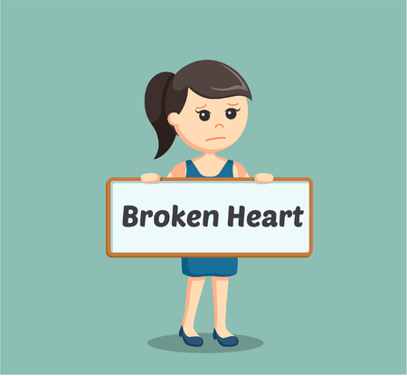 girl holding broken heart signのイラスト素材