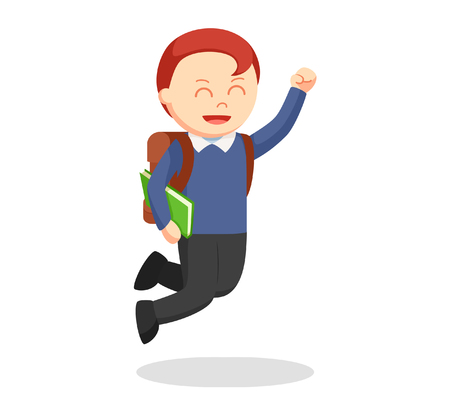 male student jumping excitedのイラスト素材