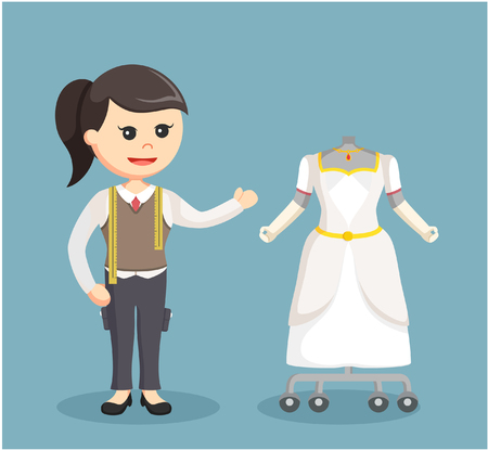 female tailor presenting gownのイラスト素材