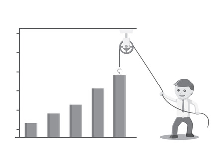 businessman is drawing a graph trunk that rises black and white color styleのイラスト素材