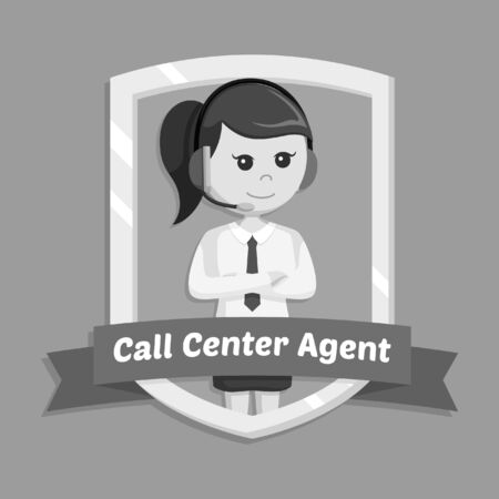 Call center woman with crosswise sign black and white styleの写真素材