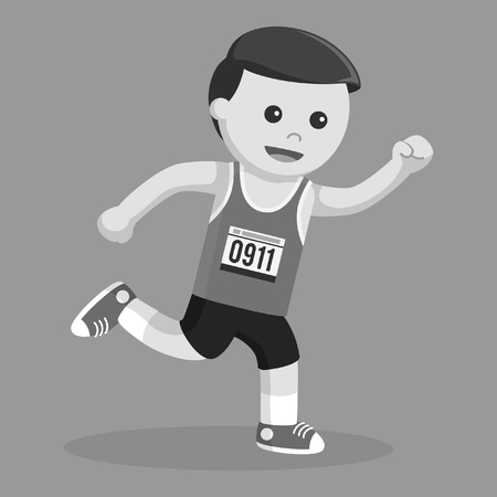 Marathon runner running black and white styleの写真素材
