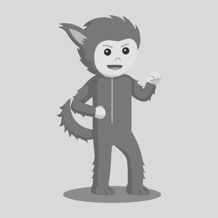 Black and white man in werewolf costumeの写真素材