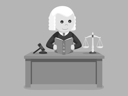 judge reading law book black and white styleのイラスト素材