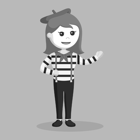 mime girl illustration illustration design black and white styleのイラスト素材