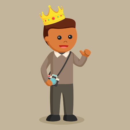 Young Man with camera and crownのイラスト素材
