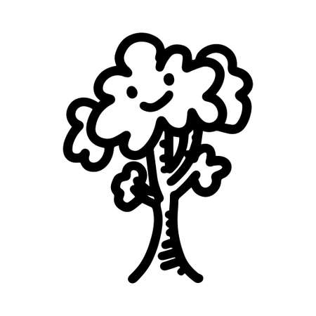 illustration tree doodle carton isolated whiteのイラスト素材
