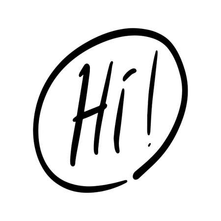 hi vector Handwritten text on isolated white baground vector hand written letteringのイラスト素材
