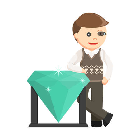standing in Big Emerald design character on white backgroundのイラスト素材