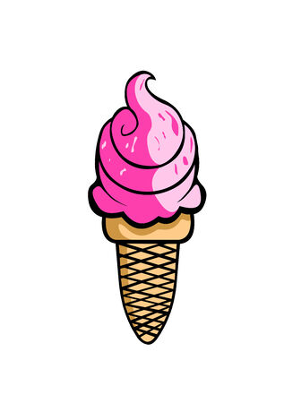 Vector illustration of pink ice cream coneのイラスト素材