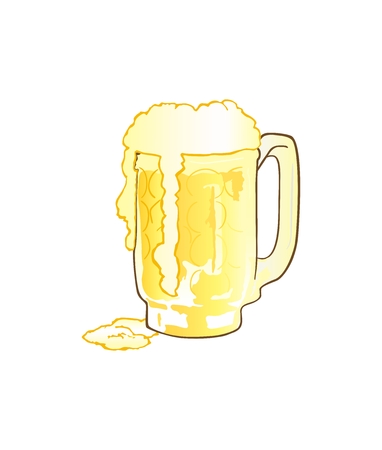Mug of Beer with Overflowing Foamのイラスト素材
