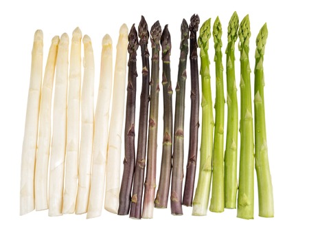 Bunch of fresh white asparagus isolated on whiteの写真素材