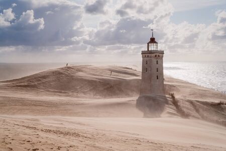 Sandstorm at the lighthouse Rubjerg Knude in North Jutland, Denmarkの写真素材