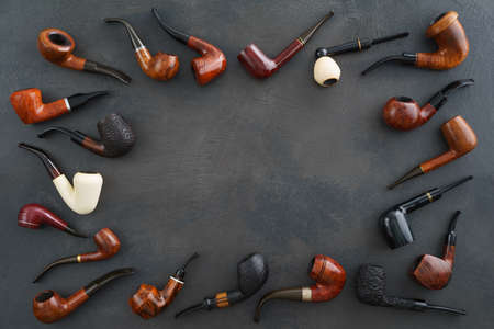 Collection of pipes with copyspace in the middle の写真素材