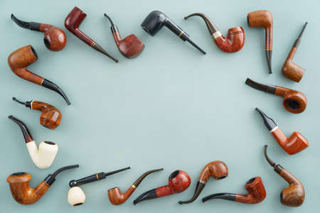 Collection of pipes with copyspace in the middleの写真素材