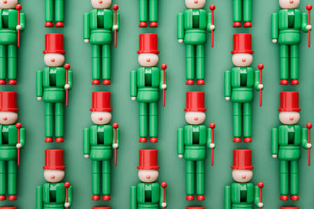 Nutcracker plastic toys flat lay arrangemant, High quality 3d illustrationの写真素材