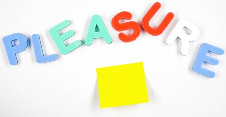 yellow post-its on white background; business conceptの写真素材