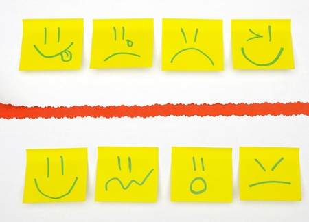 different attitudes on yellow post its