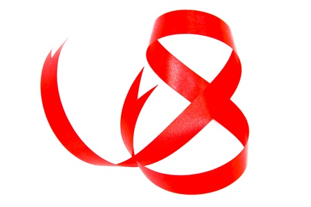 red ribbon on white backgroundの写真素材