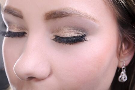 beautiful woman eyes make-up macro shoot eyes closed