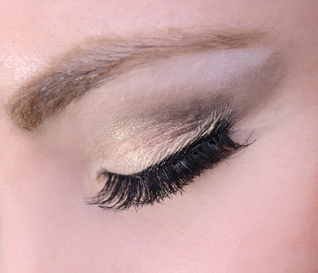 beautiful woman eyes make-up macro shoot eyes closedの写真素材