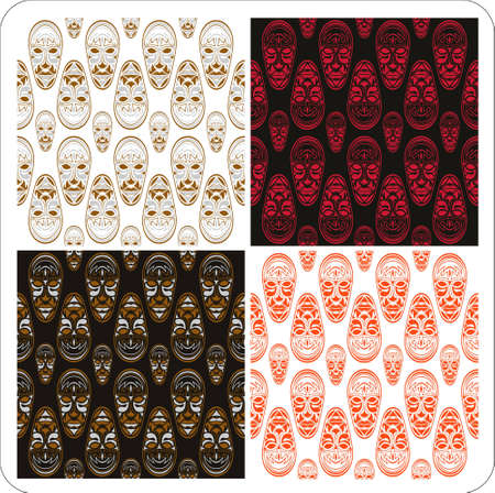 african mask seamless textureのイラスト素材