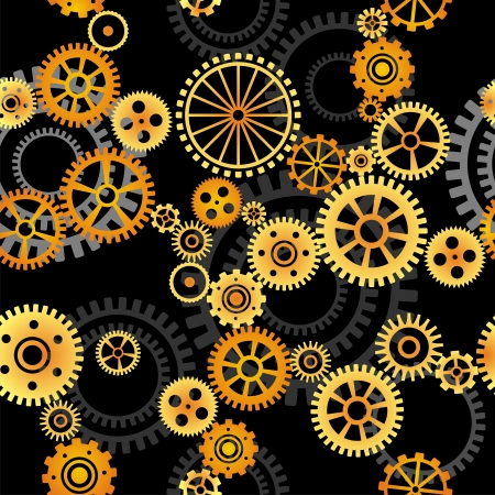 seamless vector pattern- gears on dark backgroundのイラスト素材