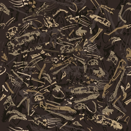 seamless grungy dinosaur bones patternのイラスト素材