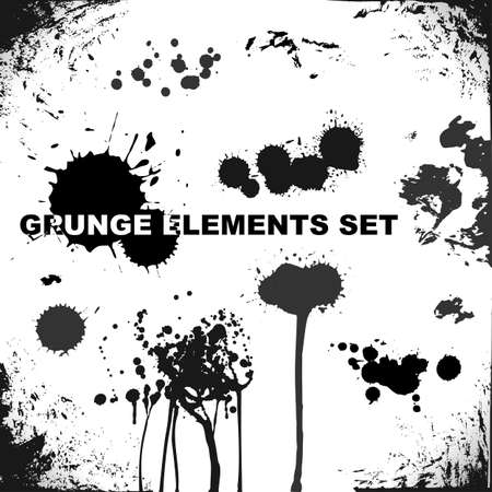 grunge elements, blots and splashesのイラスト素材
